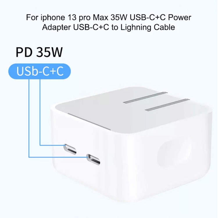 PD 35W Dual USB-C / Type-C Ports Charger for iPhone / iPad Series, US Plug - USB Charger by buy2fix | Online Shopping UK | buy2fix