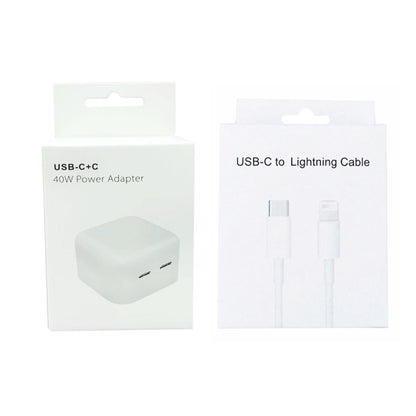 SDC-40W Dual PD USB-C / Type-C Ports Charger with 2m Type-C to 8 Pin Cable, AU Plug - Apple Accessories by buy2fix | Online Shopping UK | buy2fix