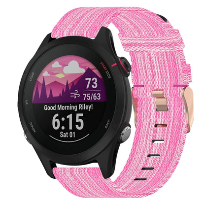 For Garmin Forerunner 255S 18mm Nylon Woven Watch Band(Pink) - Watch Bands by buy2fix | Online Shopping UK | buy2fix