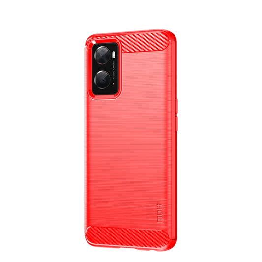 For OPPO A57 4G / A57 5G / A77 5G MOFI Gentleness Series Brushed Texture Carbon Fiber Soft TPU Case(Red) by MOFI