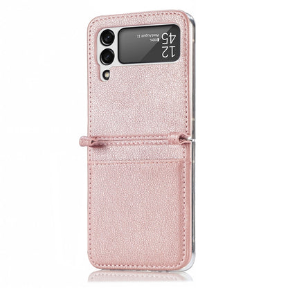 For Samsung Galaxy Z Flip 4 5G Folding Litchi Texture Card Wallet Phone Case(Pink) - Samsung Accessories by buy2fix | Online Shopping UK | buy2fix