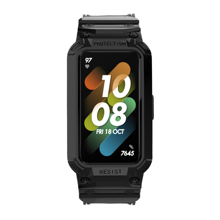 For Huawei Band 6 / 7 / Honor Band 6 JSM Integrated TPU Adjustable Elastic Watch Band (Black) by buy2fix