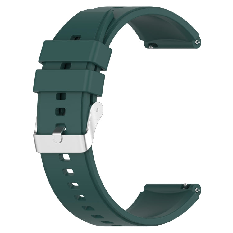 For Huawei Watch GT3 46mm 22mm Protruding Head Silicone Strap Silver Buckle(Dark Green) by buy2fix