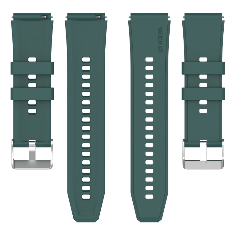 For Huawei Watch GT3 46mm 22mm Protruding Head Silicone Strap Silver Buckle(Dark Green) by buy2fix