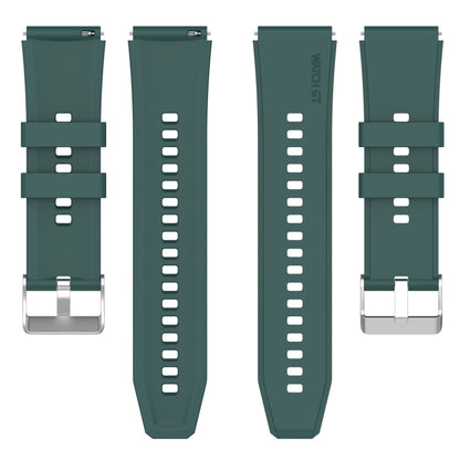 For Huawei Watch GT3 46mm 22mm Protruding Head Silicone Strap Silver Buckle(Dark Green) by buy2fix