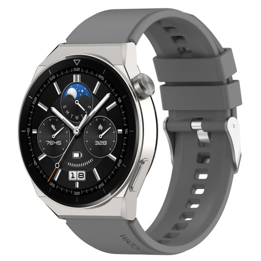 For Huawei Watch GT3 46mm 22mm Protruding Head Silicone Strap Silver Buckle(Gray) by buy2fix