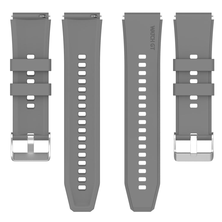 For Huawei Watch GT3 46mm 22mm Protruding Head Silicone Strap Silver Buckle(Gray) by buy2fix