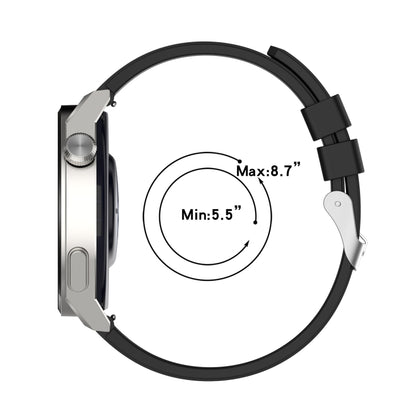 For Huawei Watch GT3 46mm 22mm Protruding Head Silicone Strap Silver Buckle(Black) by buy2fix