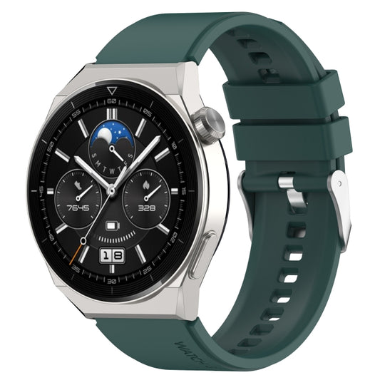 For Huawei Watch 3 / Watch3 Pro 22mm Protruding Head Silicone Strap Silver Buckle(Dark Green) by buy2fix