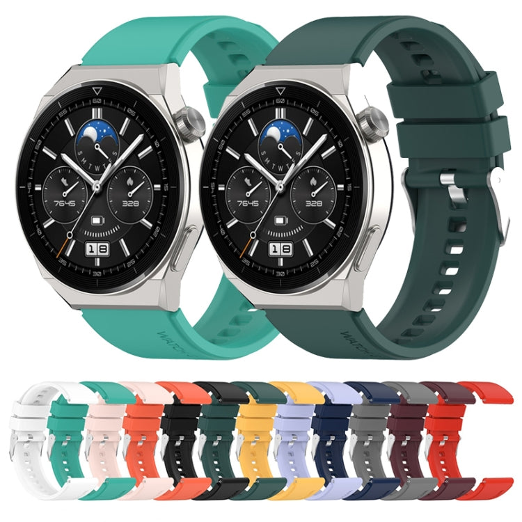 For Huawei Watch 3 / Watch3 Pro 22mm Protruding Head Silicone Strap Silver Buckle(Gray) by buy2fix