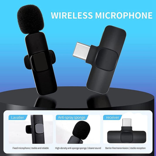 K9 2 in 1 Wireless Clip-on Auto Noise Cancelling Live Mini Microphone, Port: Type-C by buy2fix