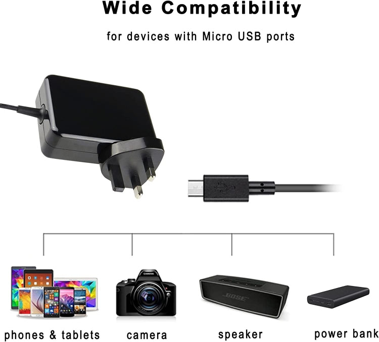 For Microsoft Surface3 1624 1645 Power Adapter 5.2v 2.5a 13W Android Port Charger, UK Plug - For Microsoft by buy2fix | Online Shopping UK | buy2fix