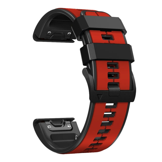 For Garmin Fenix 7 22mm Silicone Sports Two-Color Watch Band(Red+Black) by buy2fix