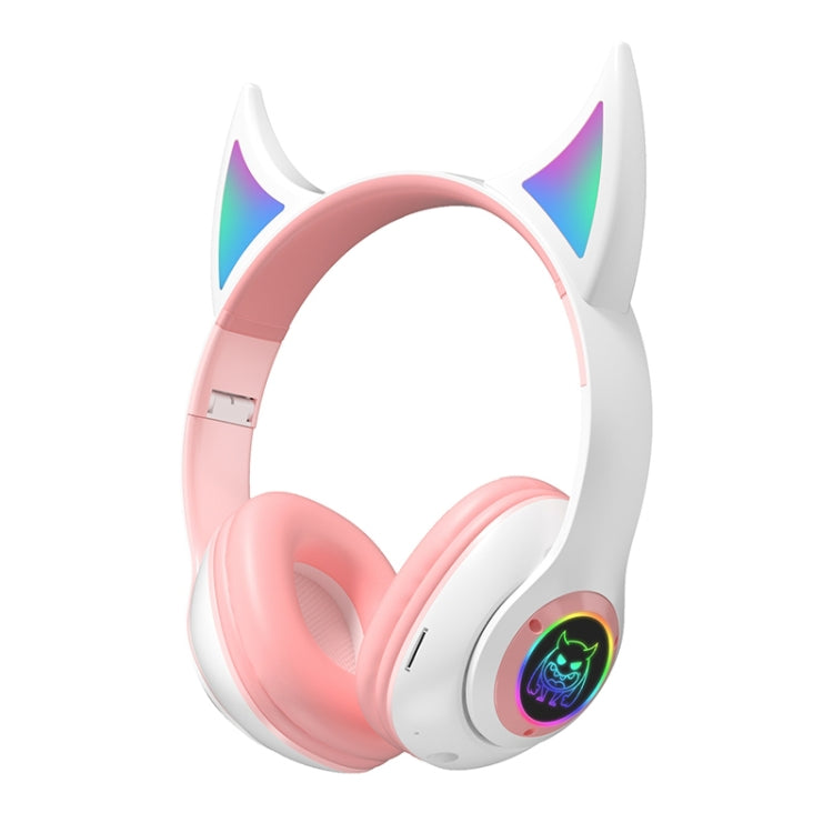 STN25 Devil Ear RGB Light Wireless Music Headset For Children with Mic(White) - Apple Accessories by buy2fix | Online Shopping UK | buy2fix