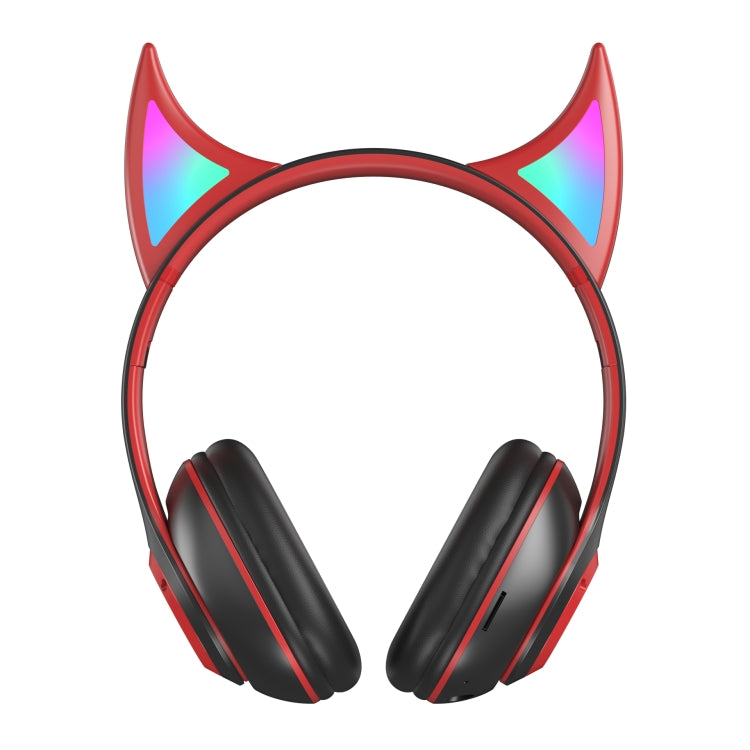STN25 Devil Ear RGB Light Wireless Music Headset For Children with Mic(Black+Red) by buy2fix