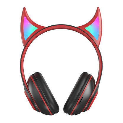 STN25 Devil Ear RGB Light Wireless Music Headset For Children with Mic(Black+Red) by buy2fix