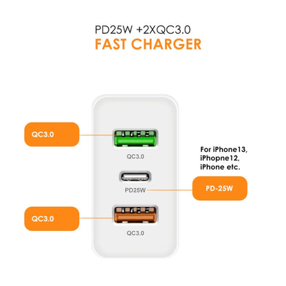 45W PD3.0 + 2 x QC3.0 USB Multi Port Charger with Type-C to 8 Pin Cable, US Plug(White) - USB Charger by buy2fix | Online Shopping UK | buy2fix