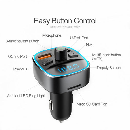 T25S Car MP3 Player Multi-function BT5.0 Dual USB Chargers by buy2fix