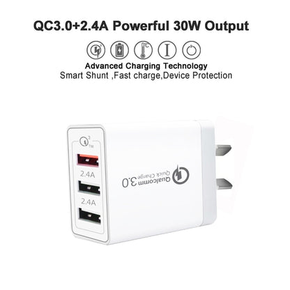 30W QC 3.0 USB + 2 x USB 2.0 Ports Mobile Phone Tablet Quick Charger, AU Plug - Apple Accessories by buy2fix | Online Shopping UK | buy2fix