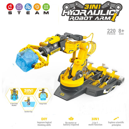 MoFun 102 Hydraulic Robot Arm 3 in 1 Science and Education Assembled Toys(Yellow) - DIY Developmental Toys by MoFun | Online Shopping UK | buy2fix