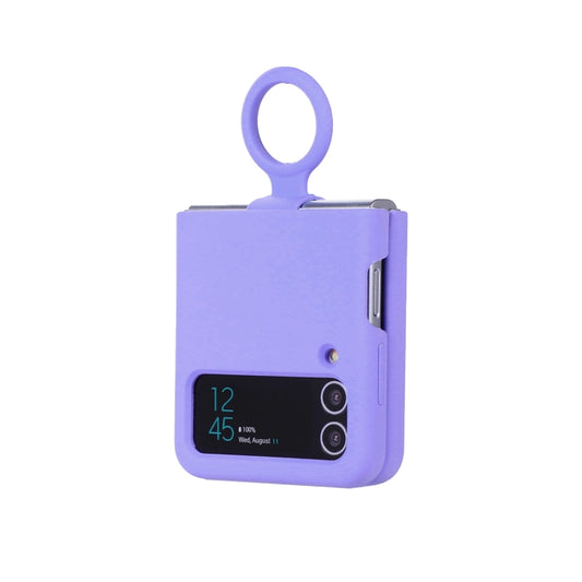 For Samsung Galaxy Flip 3 Silicone Integrated Ring Buckle Phone Case(Purple) by buy2fix
