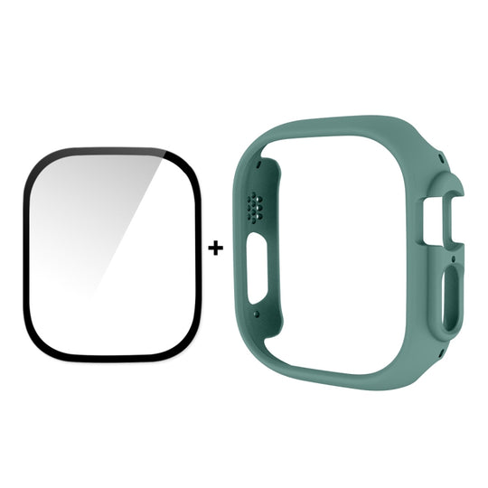 For Apple Watch Ultra 4 / 3 / 2 / 1 49mm ENKAY 2 in 1 PC Case + Full Coverage 9H Tempered Glass Film(Deep Green)