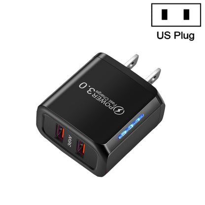 36W Dual Port QC3.0 USB Mobile Phone Charger Dual 18W Output, US Plug(Black) - Apple Accessories by buy2fix | Online Shopping UK | buy2fix