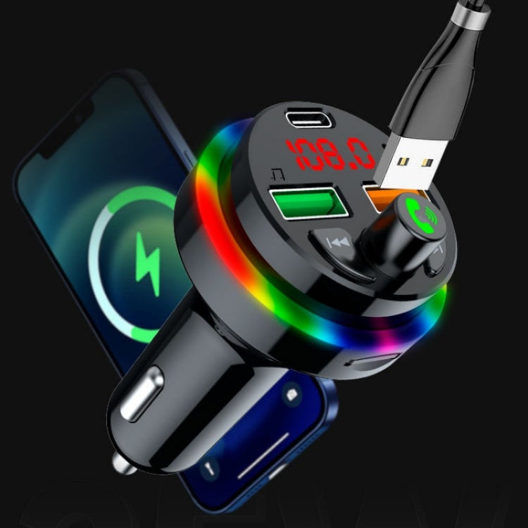 PDF17 Car Bluetooth 5.0 Charger FM Transmitter Type-C Dual USB MP3 Music Player - In Car by buy2fix | Online Shopping UK | buy2fix