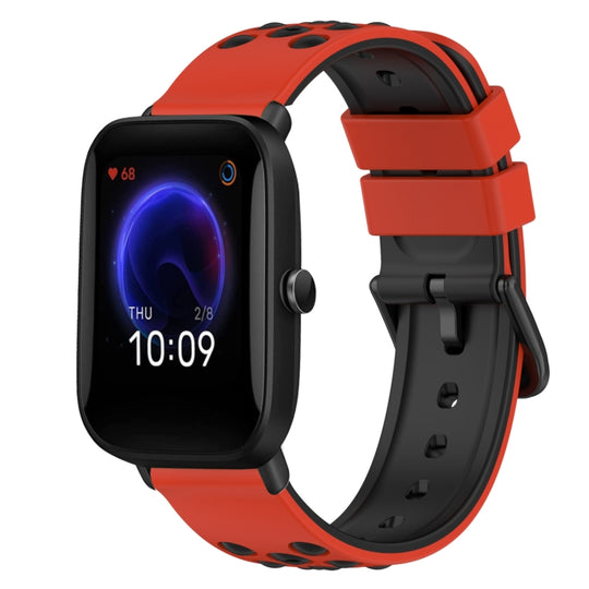 For Amazfit Pop Pro 20mm Two-Color Silicone Watch Band(Black+Lime Green)