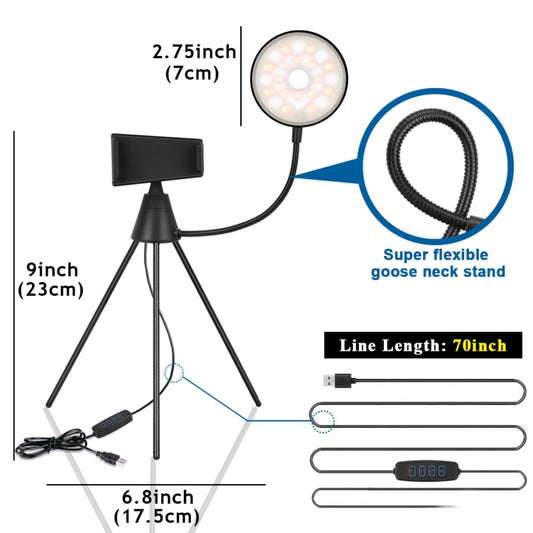 NS-08 LED Dimmable Ring Lamp with Phone Tripod Stand Holder by buy2fix