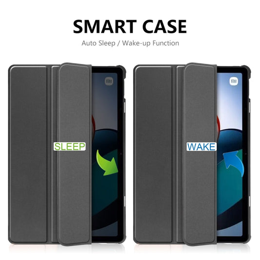 For Xiaomi Redmi Pad 10.61 inch ENKAY Tri-fold Custer Texture Leather Stand Smart Case(Dark Blue) by ENKAY