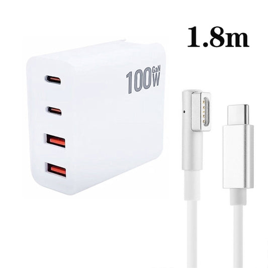 GaN 100W Dual USB+Dual USB-C/Type-C Multi Port Charger with  1.8m Type-C to MagSafe 1 / L Header Data Cable US Plug - Cable & Adapter by buy2fix | Online Shopping UK | buy2fix