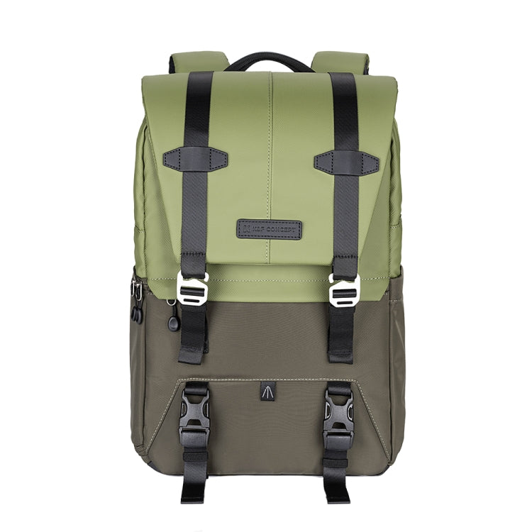 K&F CONCEPT KF13.087AV1 Photography Backpack Light Large Capacity Camera Case Bag with Rain Cover(Army Green) - Camera Accessories by K&F | Online Shopping UK | buy2fix