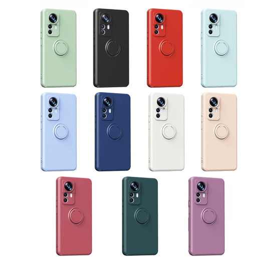 For Xiaomi 12T / 12T Pro Ring Kickstand TPU Silicone Phone Case(Pink) by buy2fix