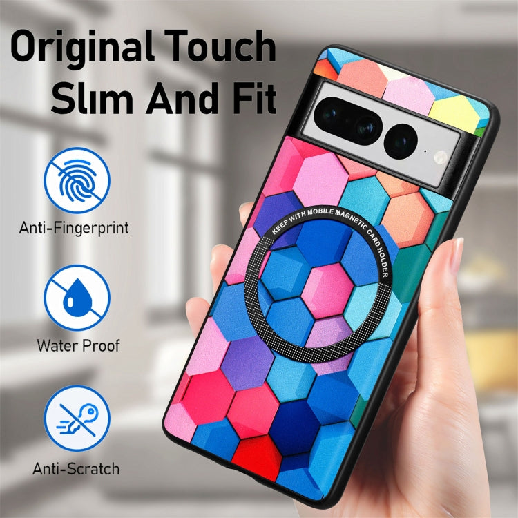 For Google Pixel 7 Pro Colored Drawing Leather Back Cover Magsafe Phone Case(Colorful Cube) - Google Cases by buy2fix | Online Shopping UK | buy2fix