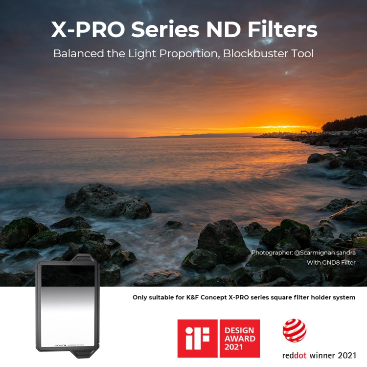 K&F CONCEPT SKU.1874 X-Pro GND8 Square Filter 28 Layer Coatings Reverse Graduated Neutral Density Filter - Camera Accessories by K&F | Online Shopping UK | buy2fix