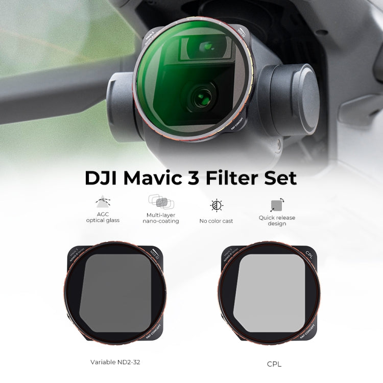 For DJI Mavic 3 / Mavic 3 Cine K&F Concept SKU.1889 2 in 1 Variable ND2-ND32 and CPL Filter Kit - DJI & GoPro Accessories by K&F | Online Shopping UK | buy2fix
