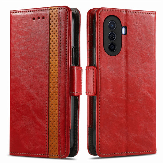 For Huawei Nova Y70 CaseNeo Splicing Dual Magnetic Buckle Leather Phone Case(Red) by buy2fix