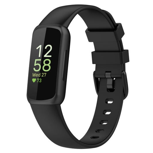 For Fitbit Inspire 3 Solid Color Silicone Watch Band, Size:L(Black) by buy2fix
