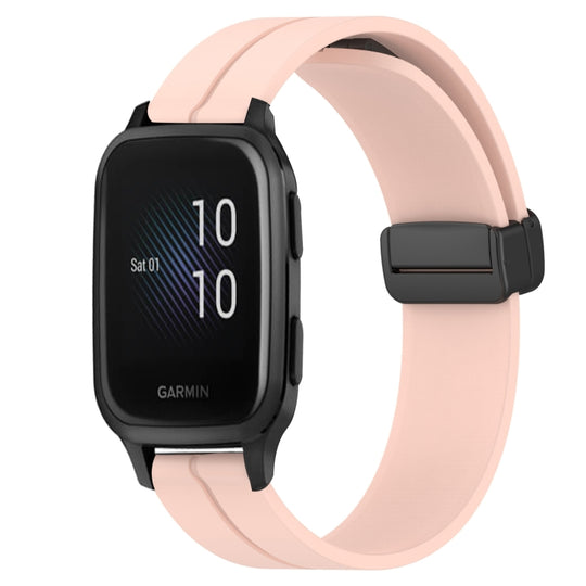 For Garmin Venu Sq 2 Music 20mm Solid Color Magnetic Clasp Silicone Watch Band(Pink)