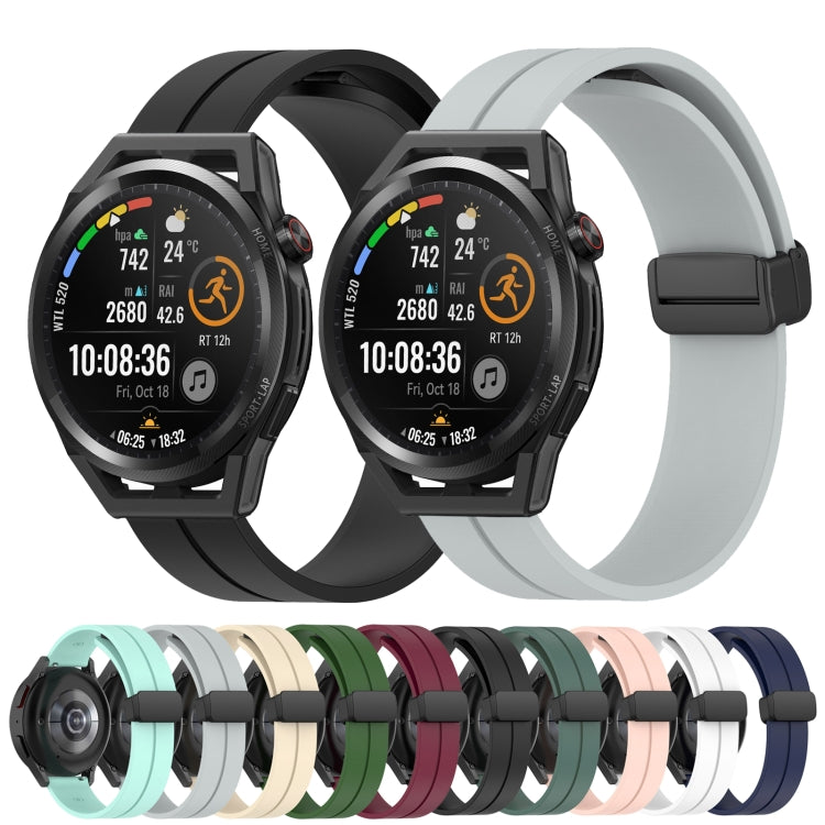 For Huawei Watch GT Runner 22mm Solid Color Magnetic Clasp Silicone Watch Band(Black) by buy2fix