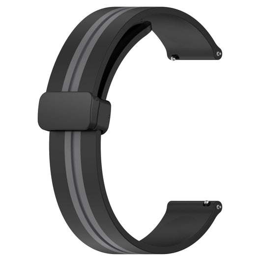 For Xiaomi MI Watch S1 Pro 22mm Folding Magnetic Clasp Silicone Watch Band(Black+Grey) by buy2fix