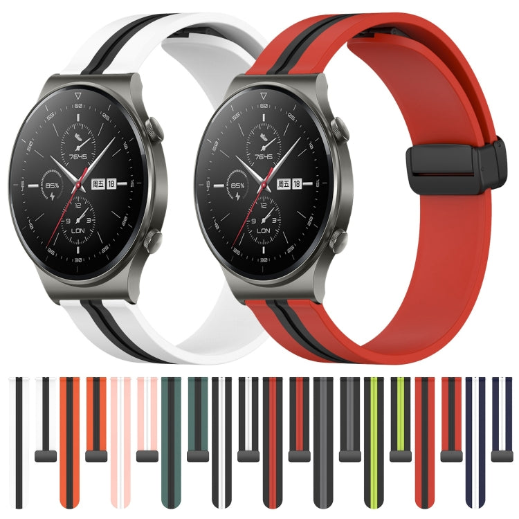 For Huawei GT2 Pro 22mm Folding Magnetic Clasp Silicone Watch Band(Black+Lime Green) by buy2fix