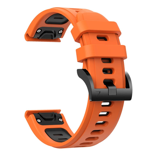 For Garmin Forerunner 955 22mm Two-Color Sports Silicone Watch Band(Orange+Black) by buy2fix