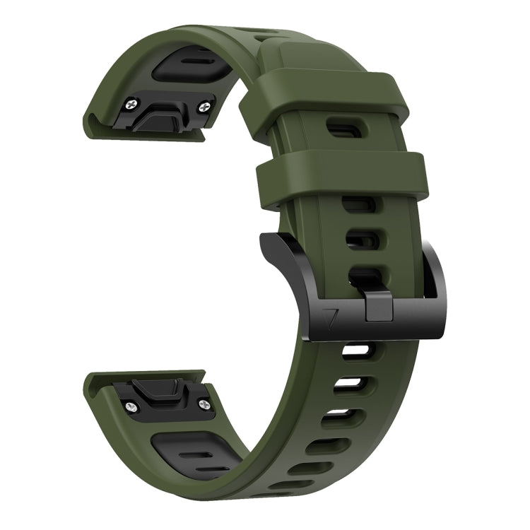 For Garmin Fenix 7X 26mm Two-Color Sports Silicone Watch Band(Army Green + Black) - Watch Bands by buy2fix | Online Shopping UK | buy2fix