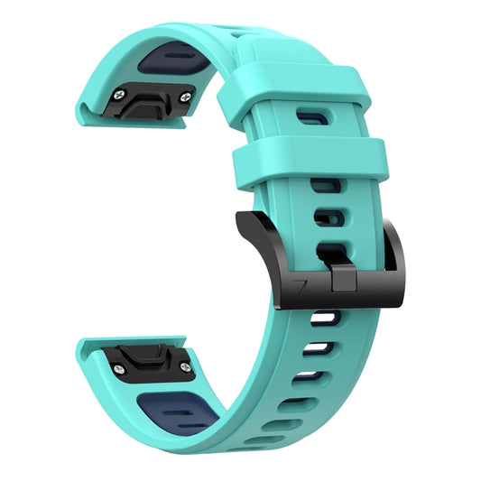 For Garmin Fenix 6X Pro 26mm Two-Color Sports Silicone Watch Band(Mint Green + Blue) by buy2fix