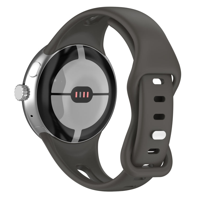 For Google Pixel Watch Water Drop Slimming Butterfly Button Solid Silicone Band(Space Grey) by buy2fix