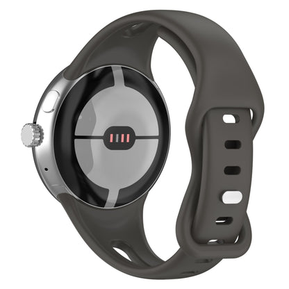 For Google Pixel Watch Water Drop Slimming Butterfly Button Solid Silicone Band(Space Grey) by buy2fix