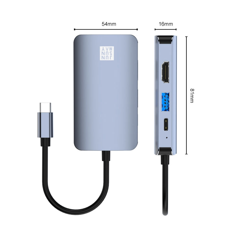 JUNSUNMAY 6 in 1 Type-C to 4K HDMI / Ethernet Docking Station Adapter USB-C Hub Multiport Converter - Computer & Networking by JUNSUNMAY | Online Shopping UK | buy2fix