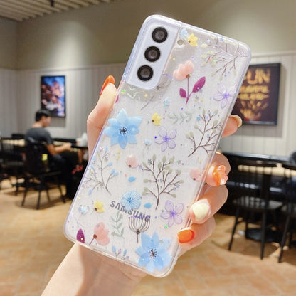 For Samsung Galaxy S20 FE Fresh Small Floral Epoxy TPU Phone Case(Blue Flowers 5) - Galaxy S20 FE Cases by buy2fix | Online Shopping UK | buy2fix